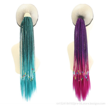 soft synthetic braid hair drawstring ponytail, low temperature fiber free diy clip braided ponytail extension